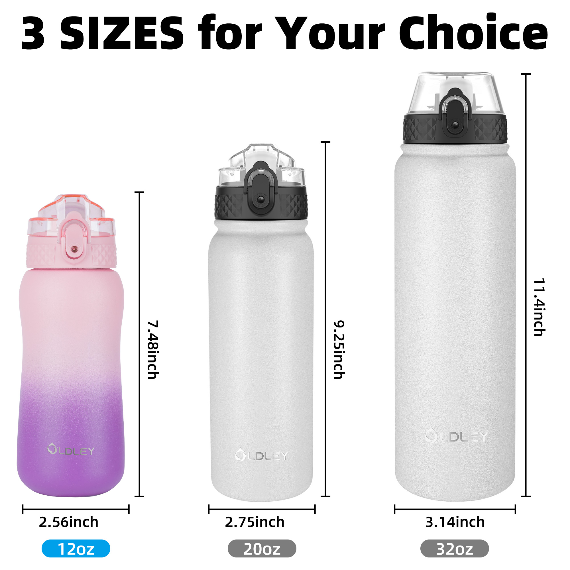 OLDLEY Compact 12oz láhev s brčkem růžovo-fialová 350 ml