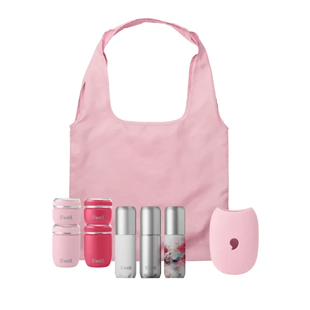 S'well Jet Set Go sada lahví Pink cestovní