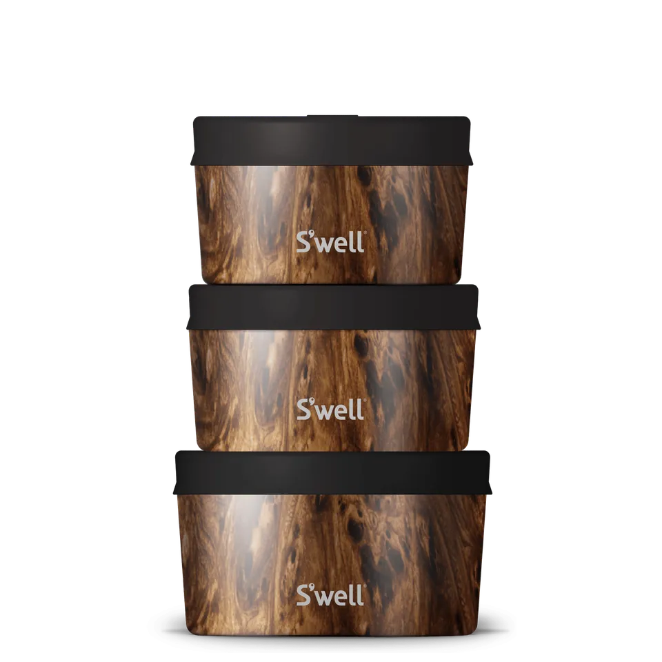 S'well Food Canister Set dózy 3 ks Onyx s víčkem
