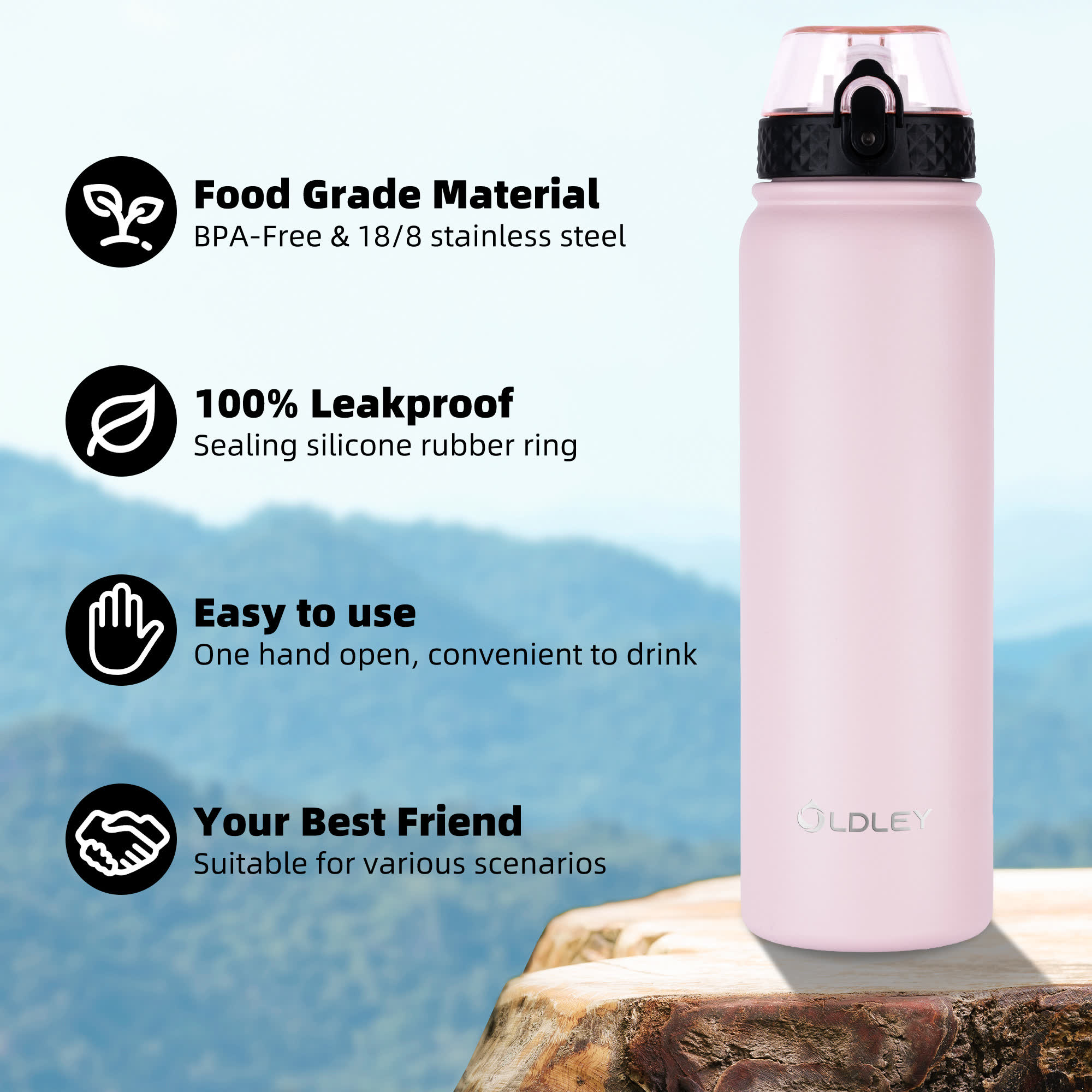 OLDLEY 32oz termoláhev Matte Pink 950ml nerez