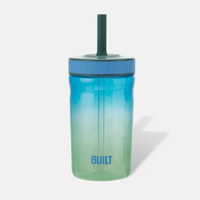BUILT Bedford Straw hrnek 16oz Sea Glass s brčkem