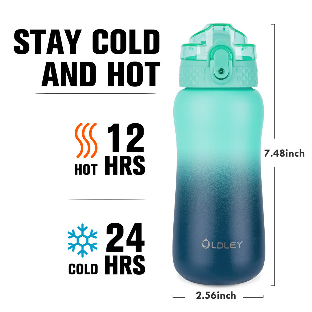 Oldley Kids 12oz dětský vakuový hrnek Green Blue nerez