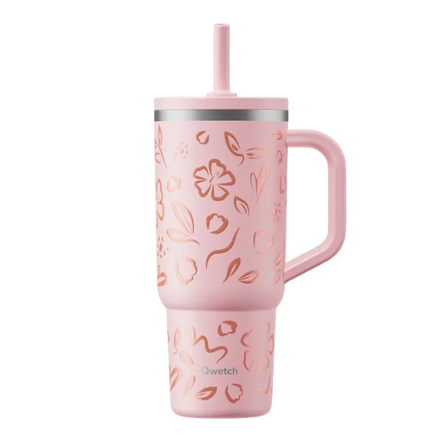Qwetch Moani cestovní kelímek 900 ml růžový nerez