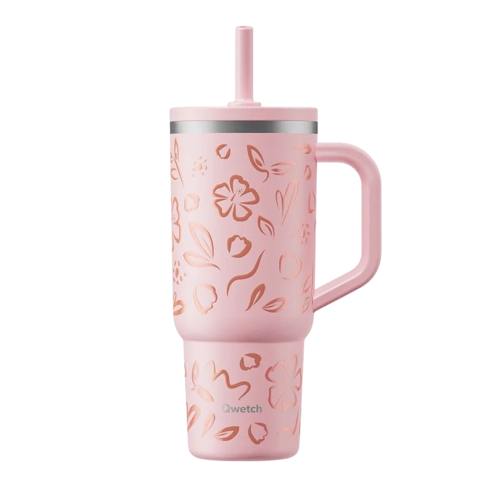 Qwetch Moani cestovní kelímek 900 ml růžový nerez