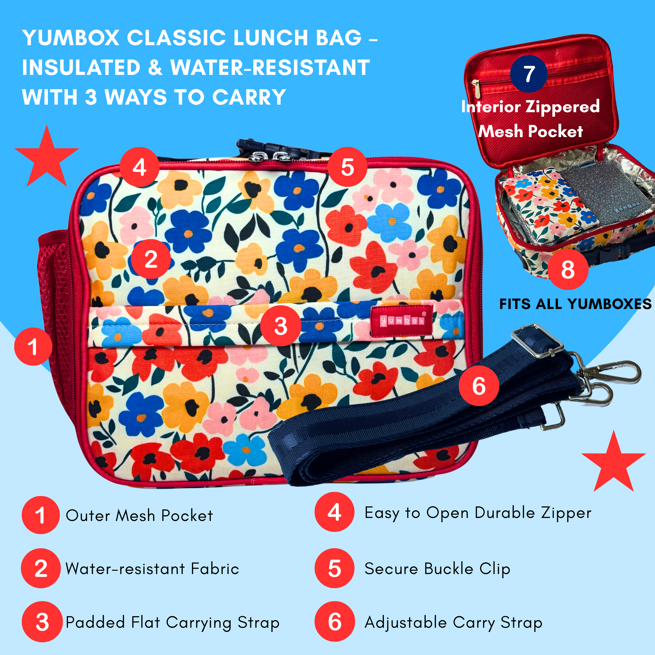 Yumbox Classic svačinová termotaška Poppy izolovaná