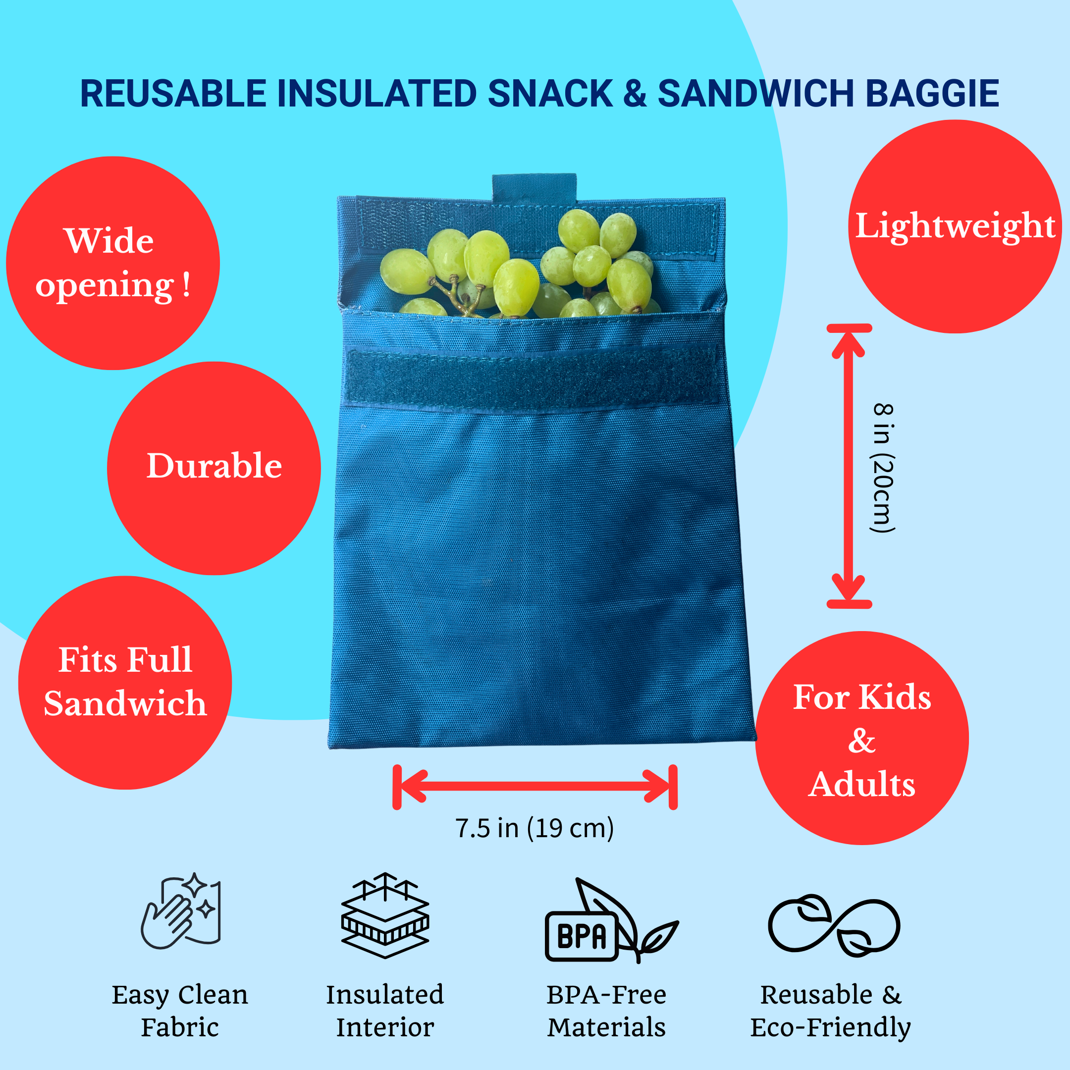 Yumbox sáček na svačinu izolovaný Sharks Blue