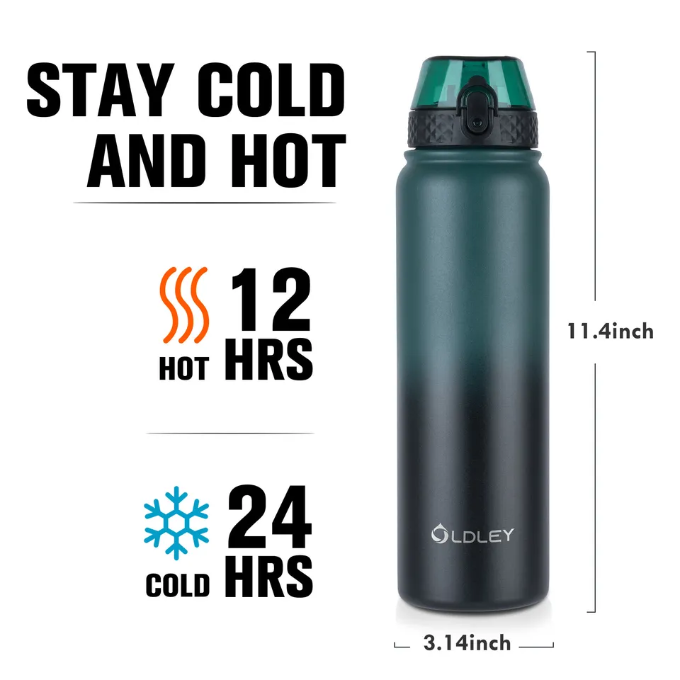 Oldley 32oz termoláhev tmavě zeleno-černá gradient