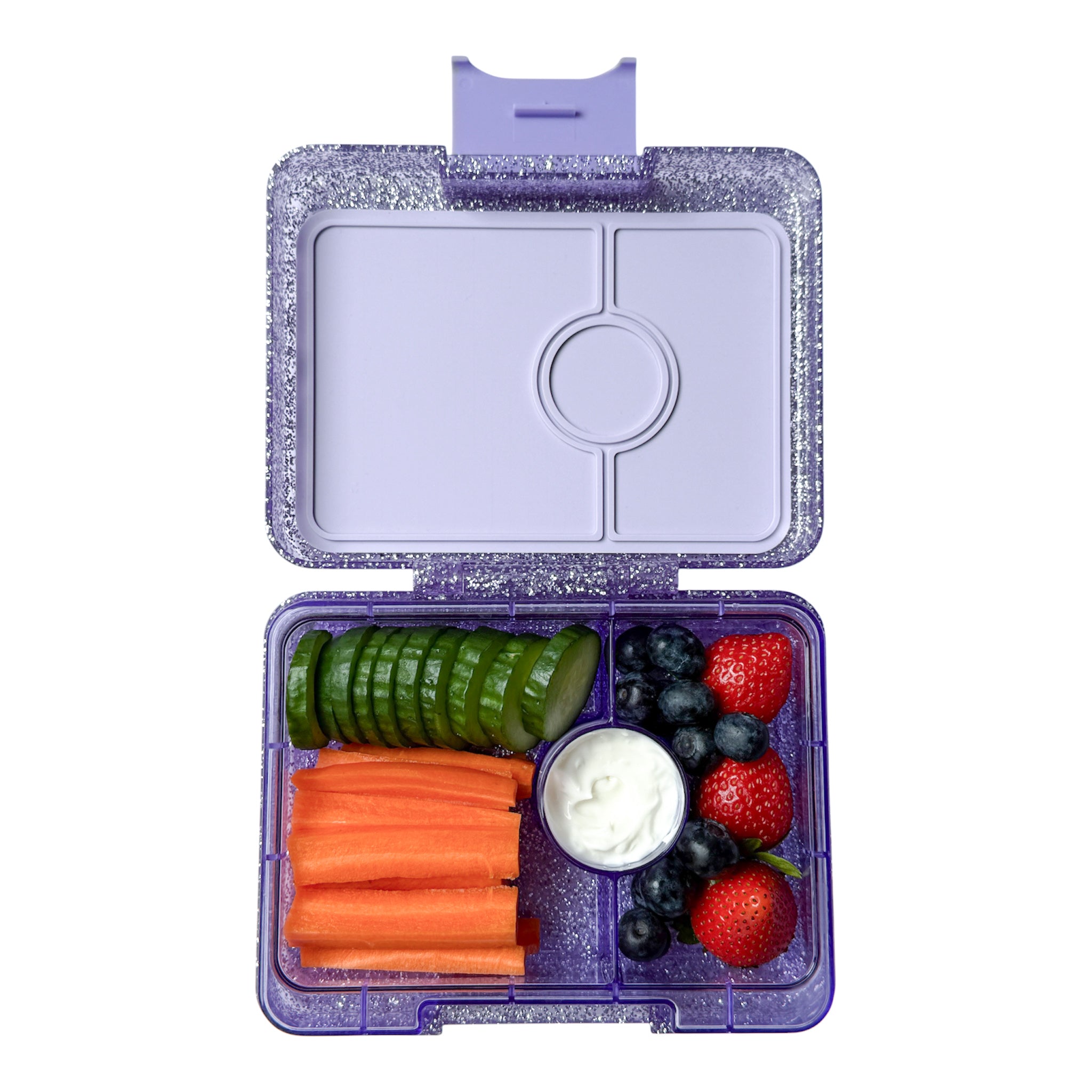 Yumbox Snack svačinový box Princess Purple Glitter 3 přihrádky