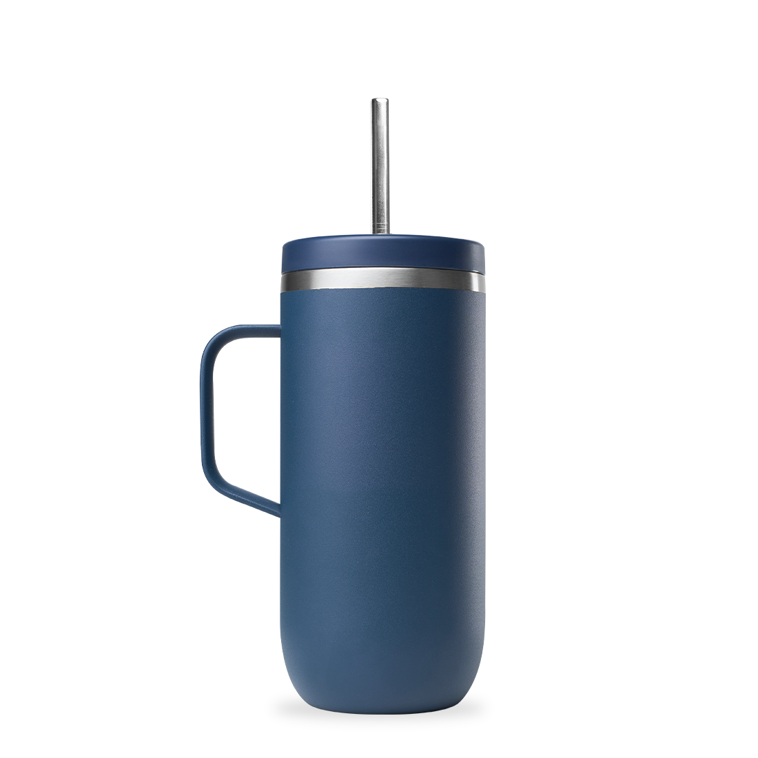 Qwetch Cold Cup termohrnek 600 ml tmavě modrý s brčkem a uchem