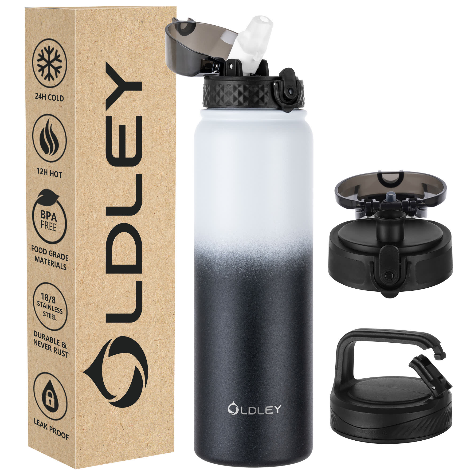 OLDLEY 32oz termoláhev bílo-černá gradient nerez