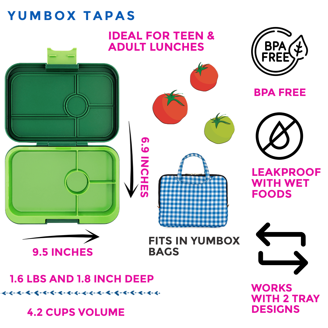 Yumbox Tapas Large svačinobox 4 přihrádky Palm Green nepropustný