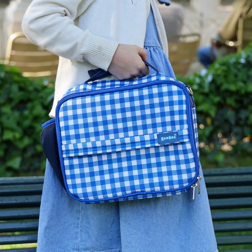 Yumbox Insulated Large Lunch Bag 3-Way Carry termo taška Vichy Blue