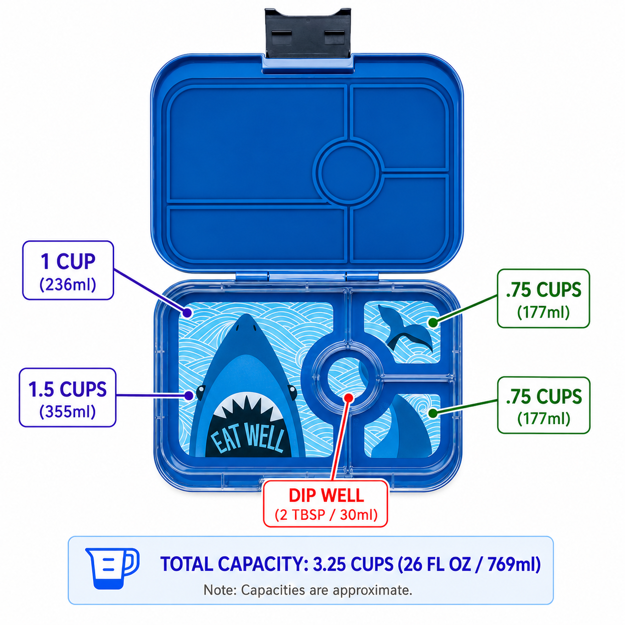 Yumbox Tapas Large svačinobox 4 přihrádky True Blue nepropustný