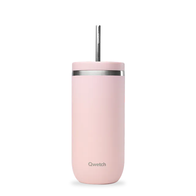 Qwetch Cold Cup termohrnek 600 ml růžový Pastel s brčkem