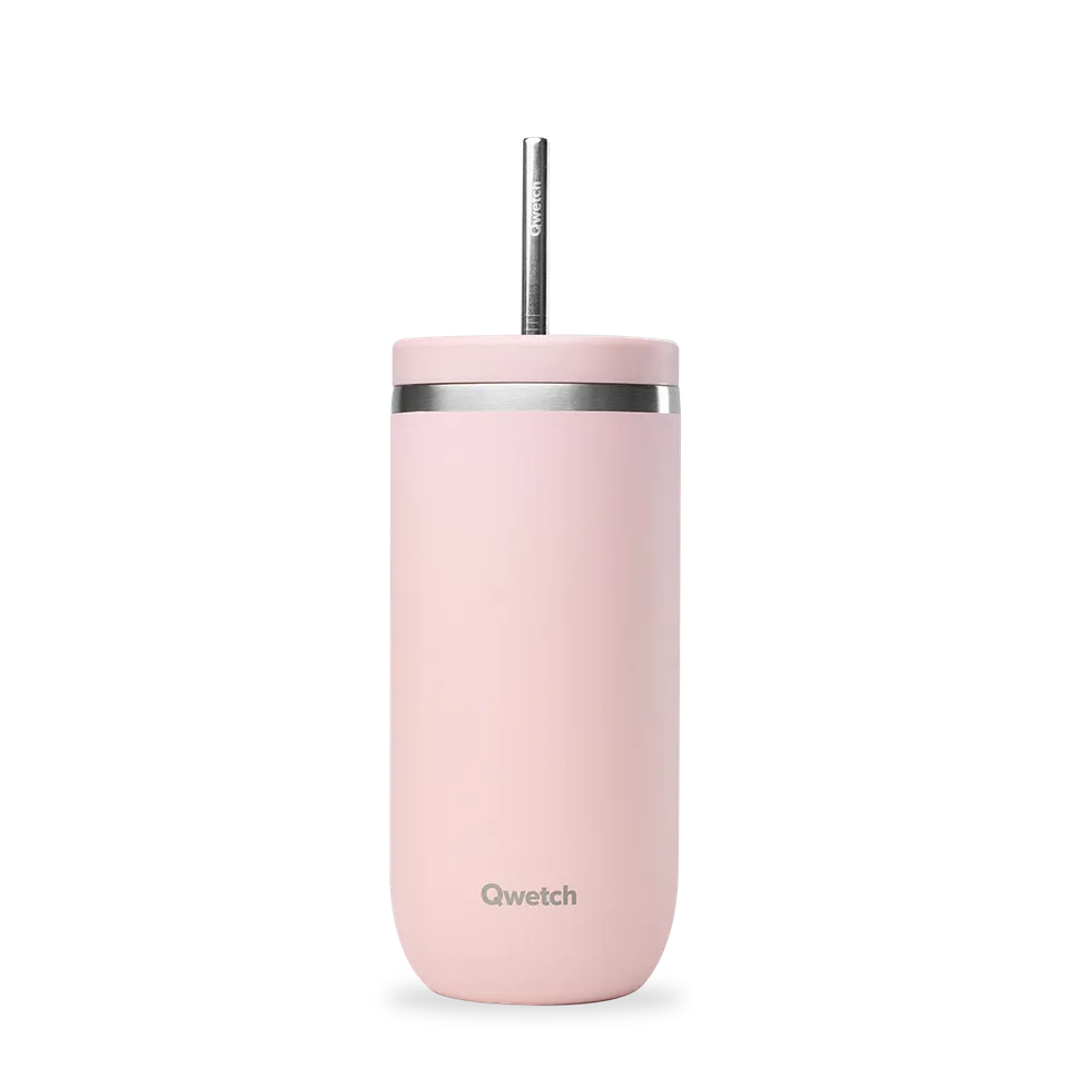 Qwetch Cold Cup termohrnek 600 ml růžový Pastel s brčkem