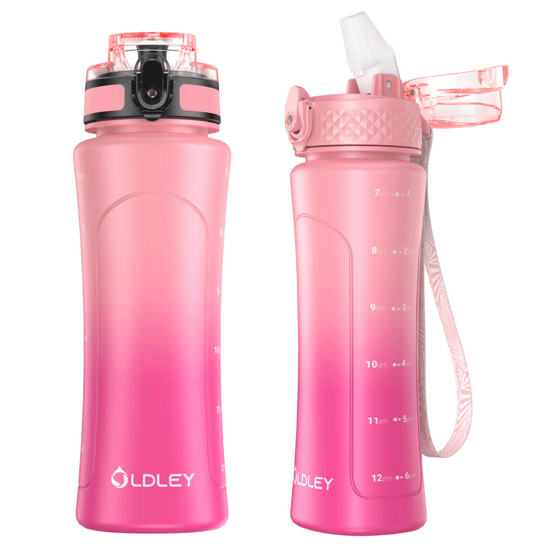OLDLEY Kids láhev 450 ml růžovo-fialová se 2 víčky