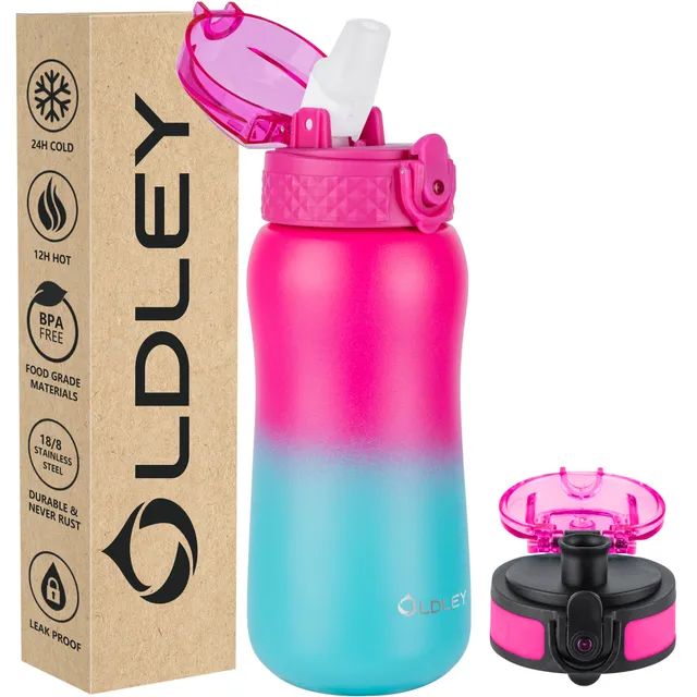 Oldley 12oz dětská termolahev růžovo-zelená 355 ml