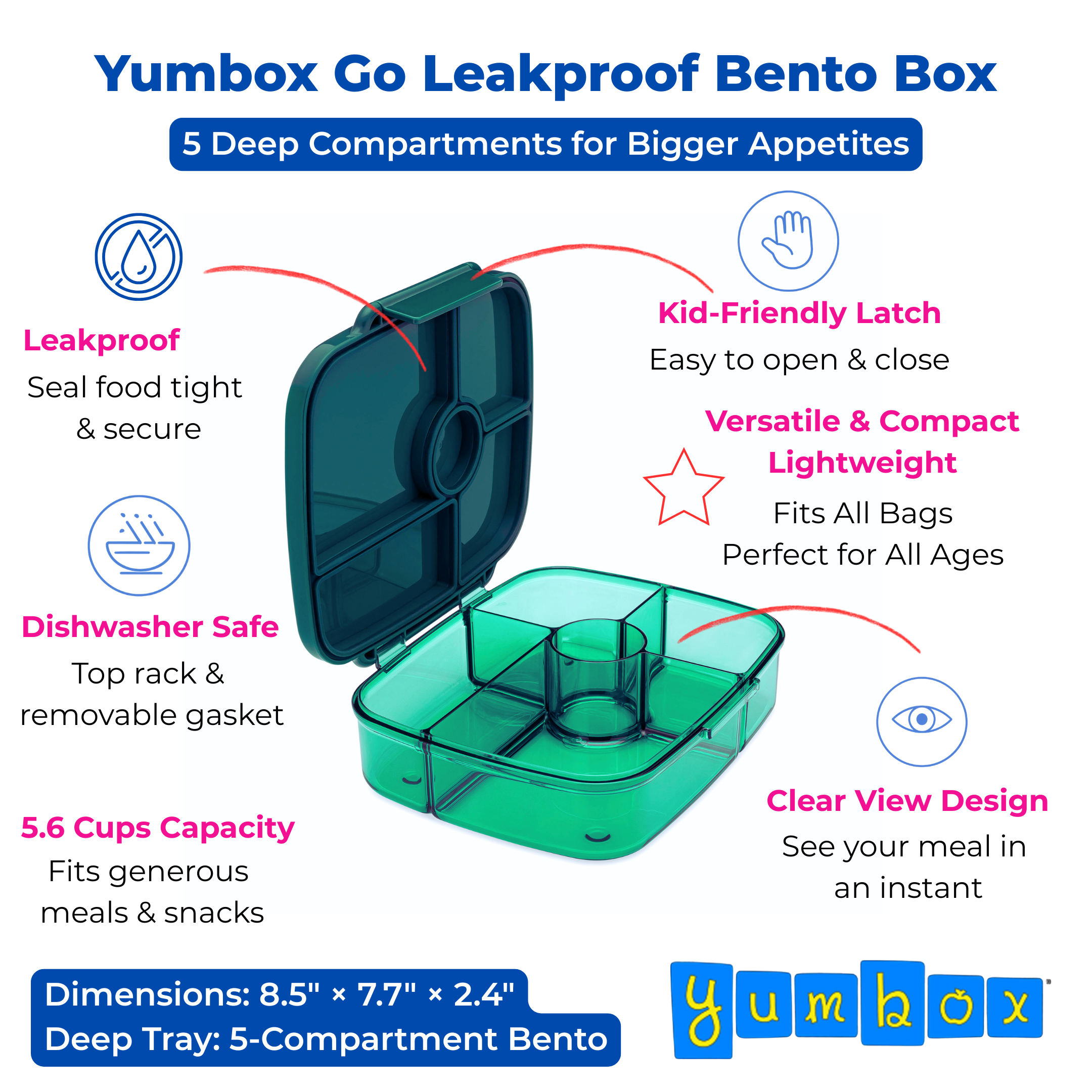 Yumbox Go Large Deep svačinový box Lima Green nepropustný