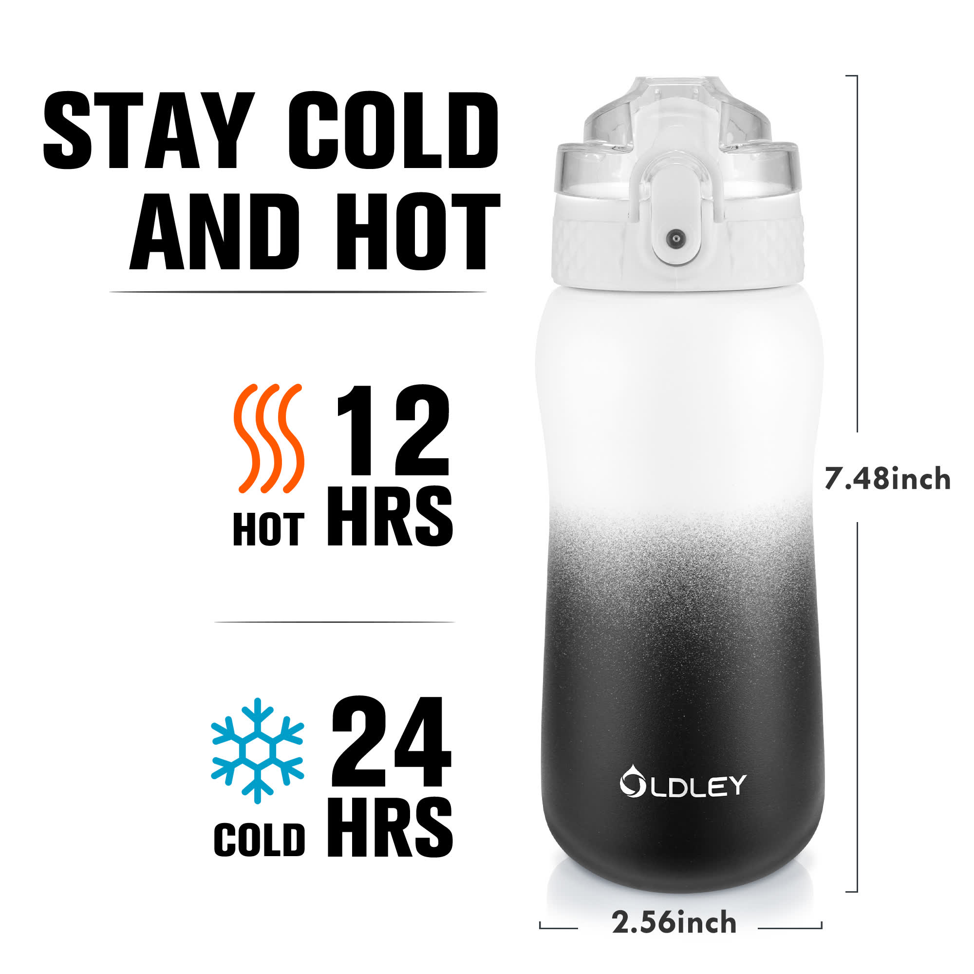OLDLEY Kids 12oz láhev bílo-černá 350 ml vakuová