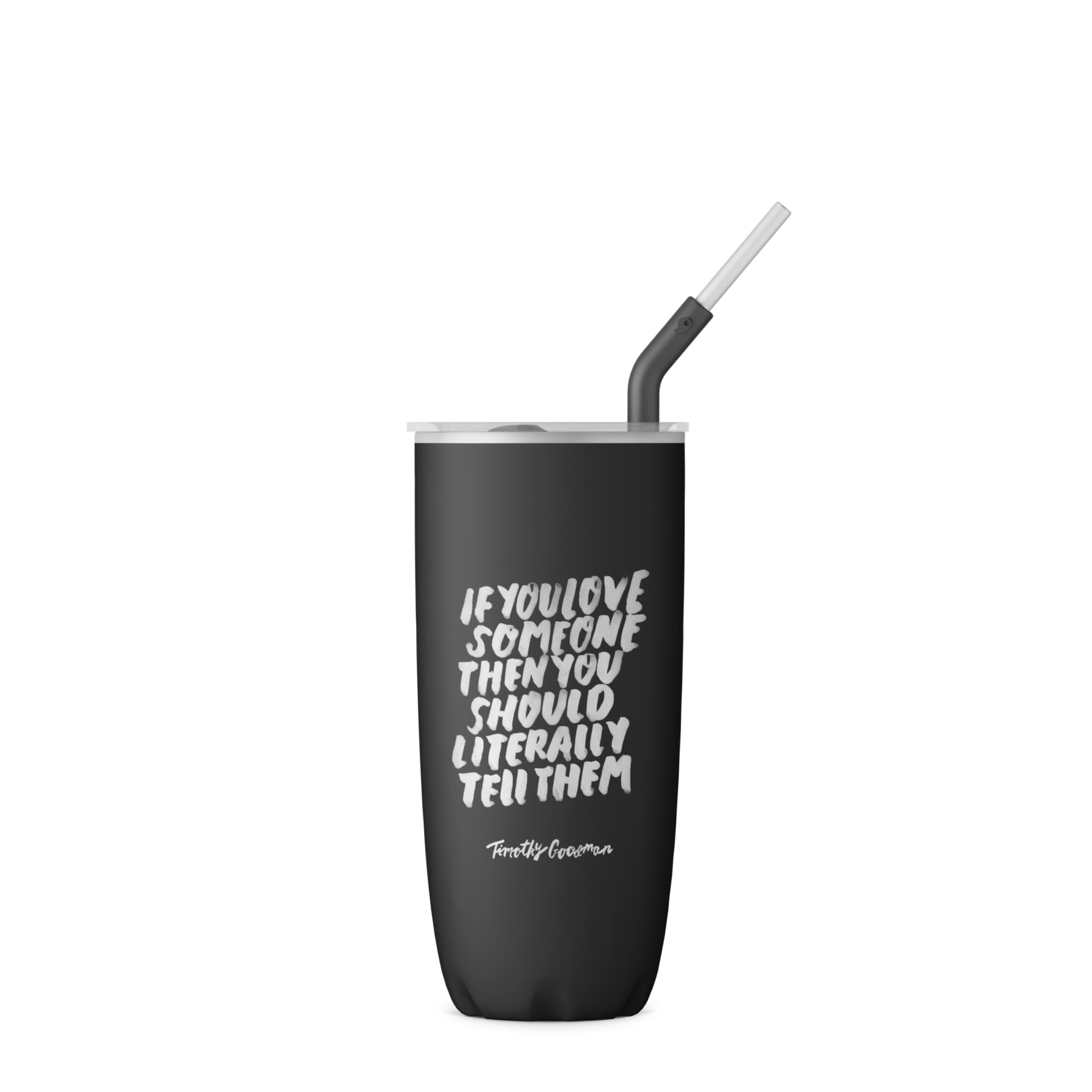 S'well Timothy Goodman tumbler s brčkem TG White 710 ml nerez