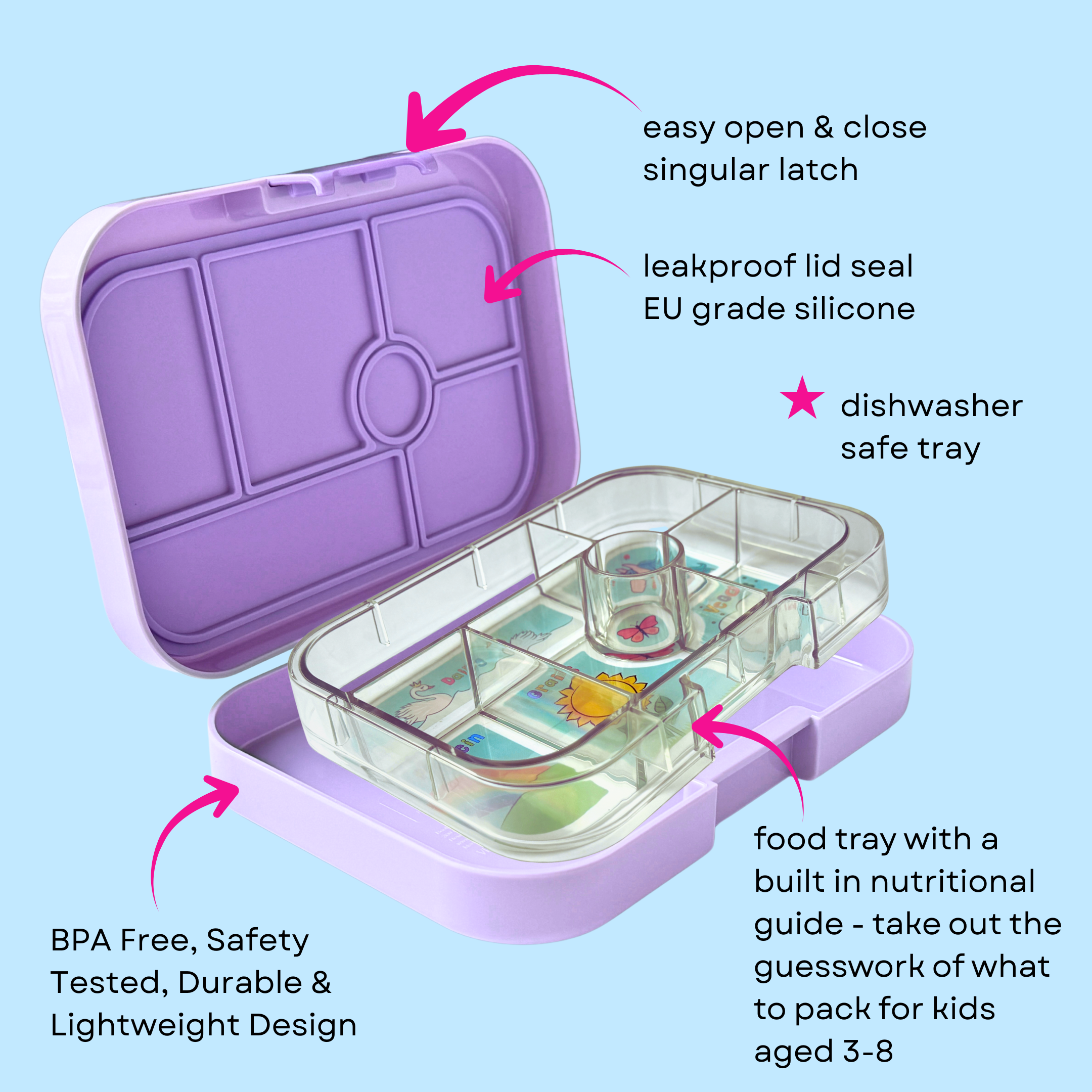 Yumbox Original Lavande Purple Unicorn svačinový box 6 přihrádek