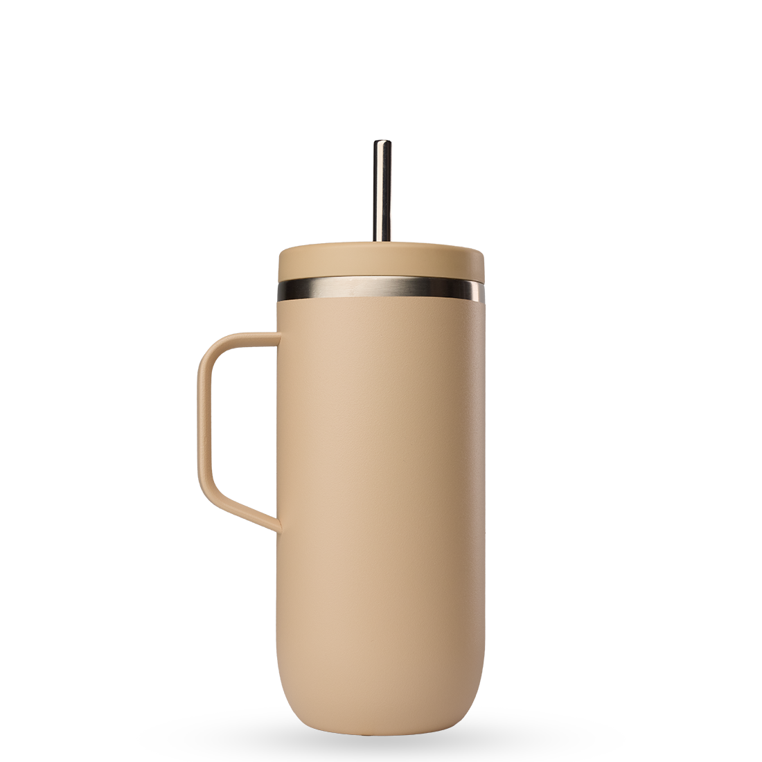 Qwetch Cold Cup termohrnek 600 ml světlý Lin s brčkem a uchem