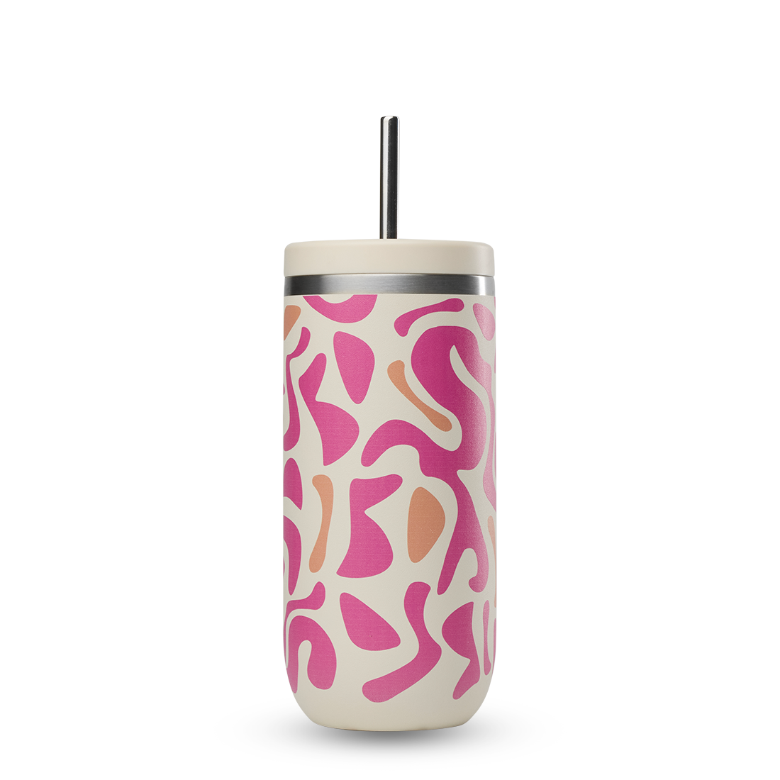 Qwetch Cold Cup Waves termohrnek 600 ml pískový s brčkem