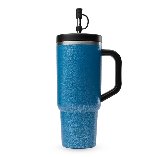 Qwetch Travel Cup Roc Métal Bleu termohrnek 900 ml s brčkem