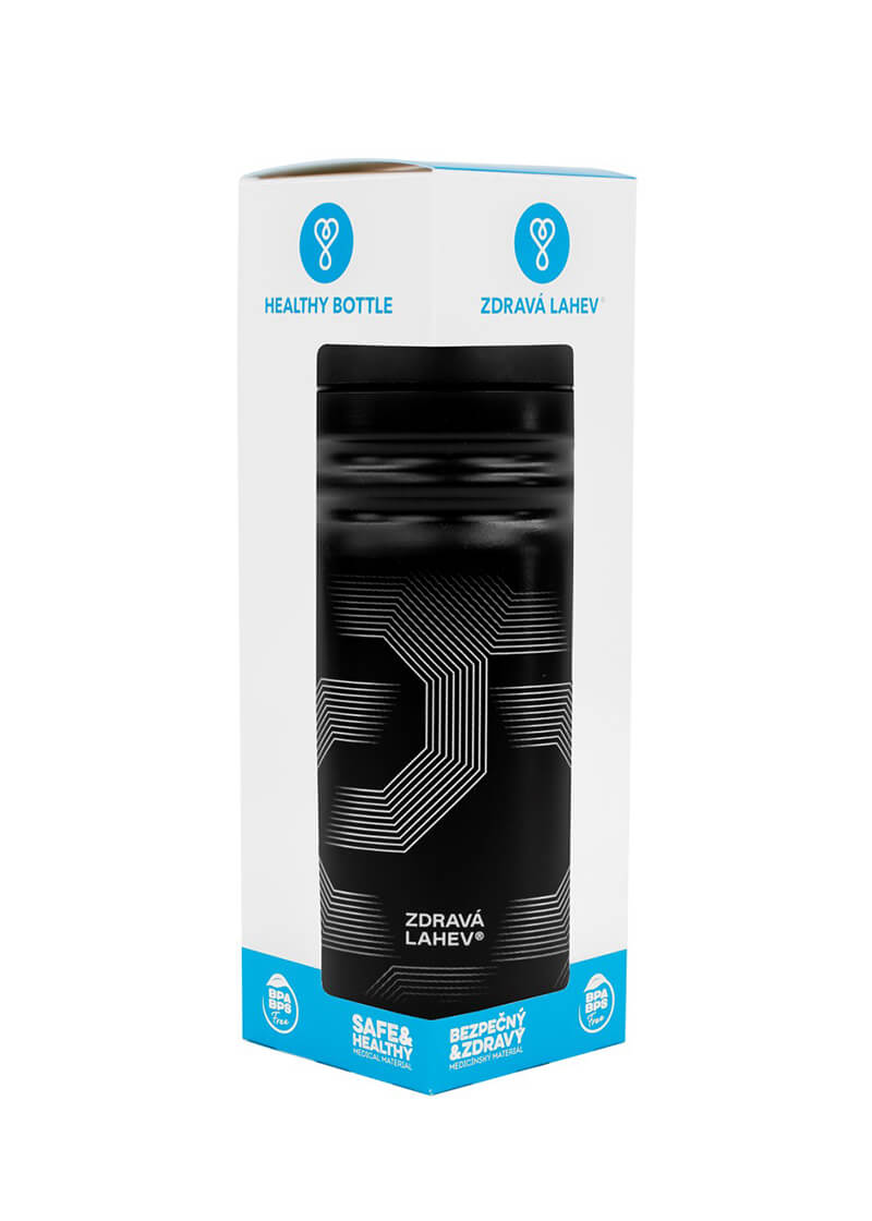 Coolbox Zdravá lahev Symetric 0,7 l černá + zátka