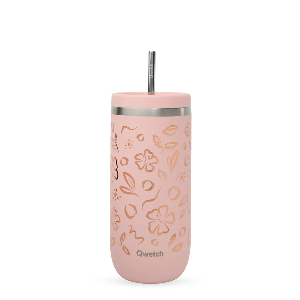 Qwetch Moani Pastel Rose termokelímek 600 ml s brčkem