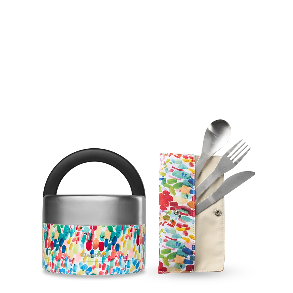 Qwetch Arty box na jídlo 650 ml s příbory