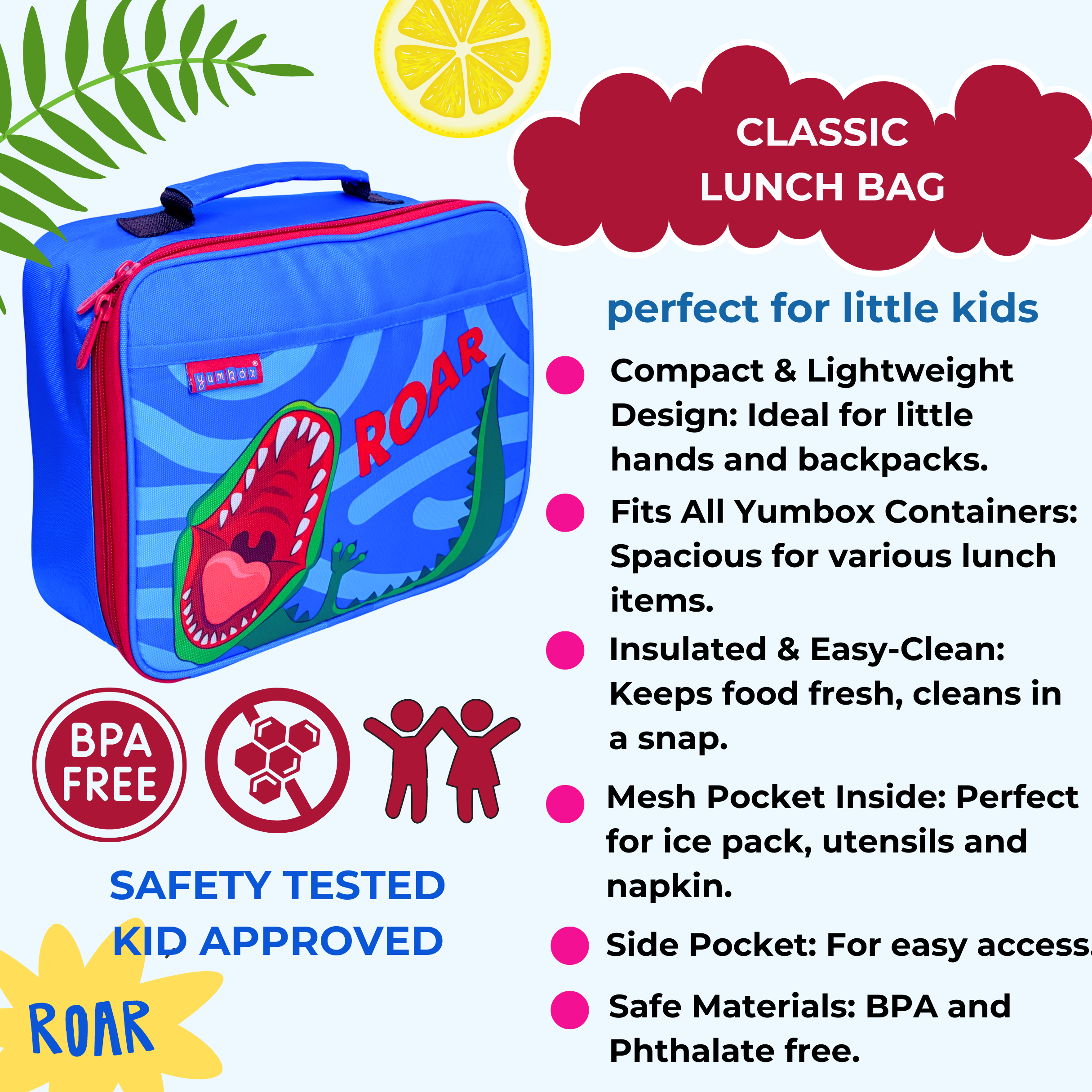 Yumbox Classic Lunch Bag Sandwich Bag Set termo taška Dinosaur 2dílná