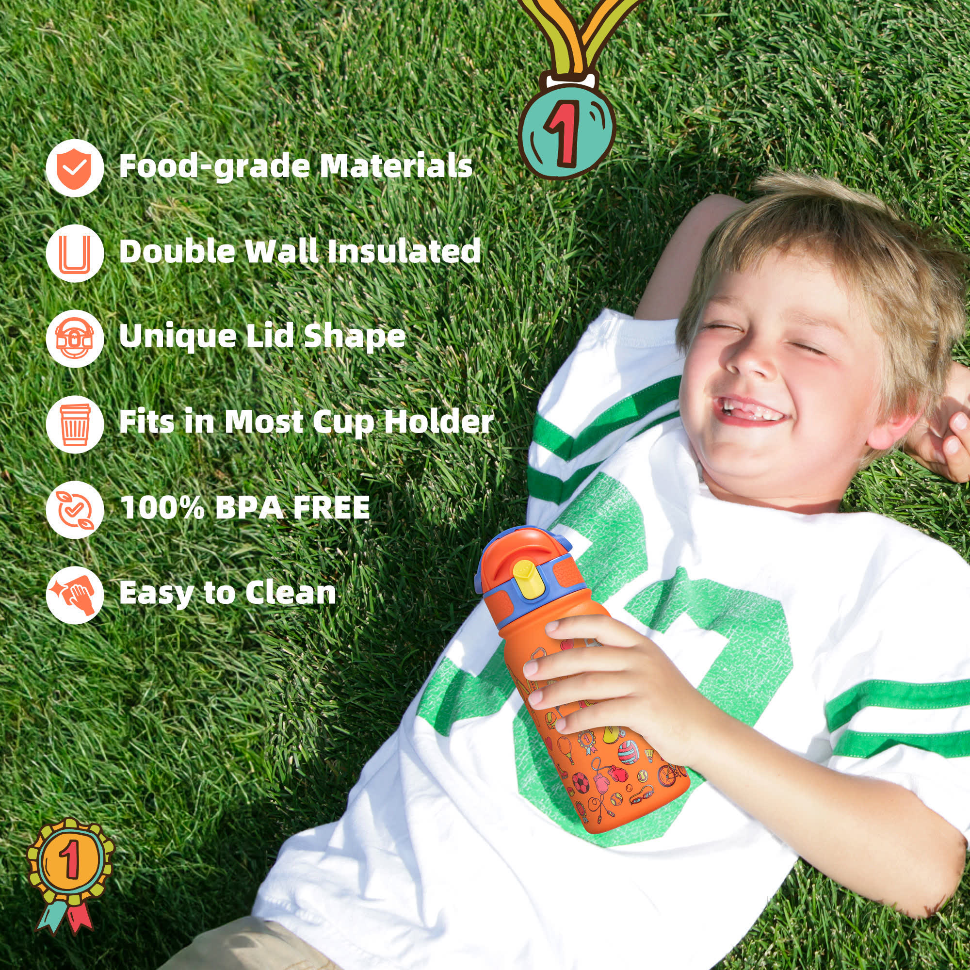 OLDLEY Kids 12oz sportovní termoláhev oranžová 350 ml