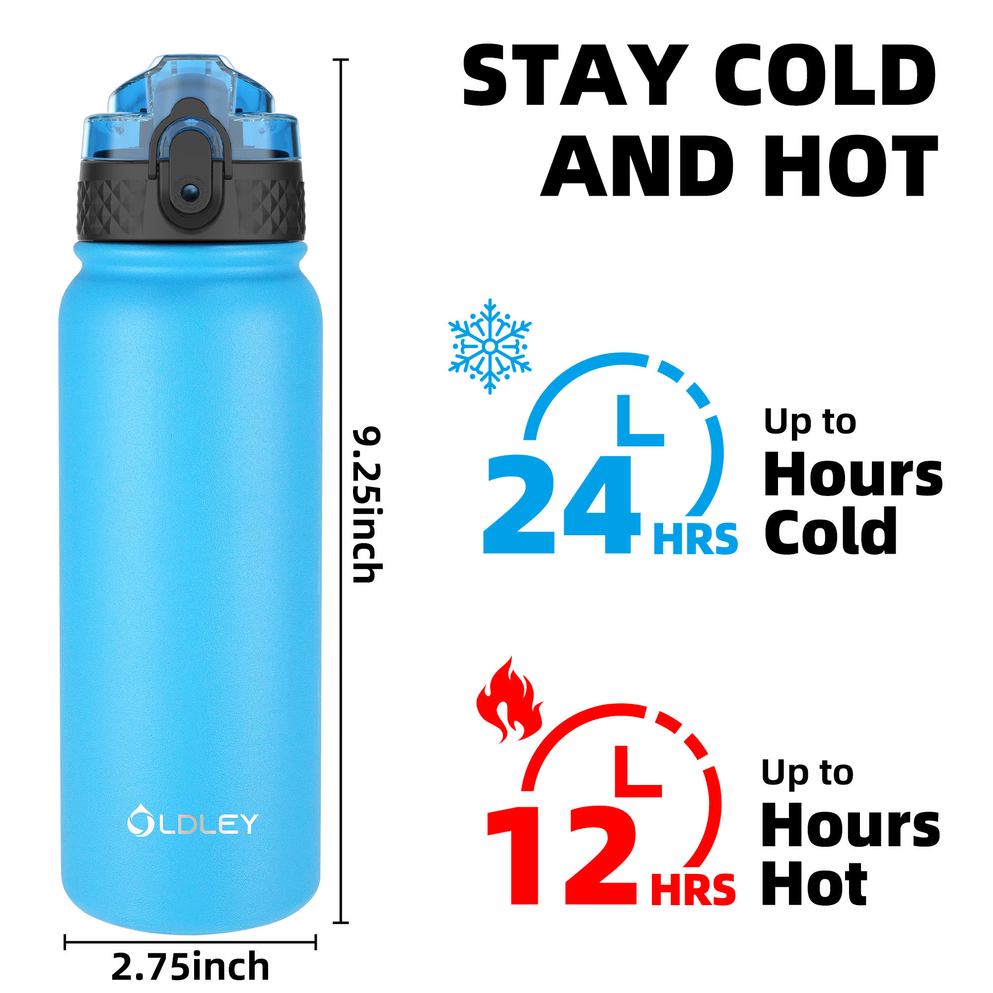 Oldley Triple Lid 20oz termoska modrá nerezová