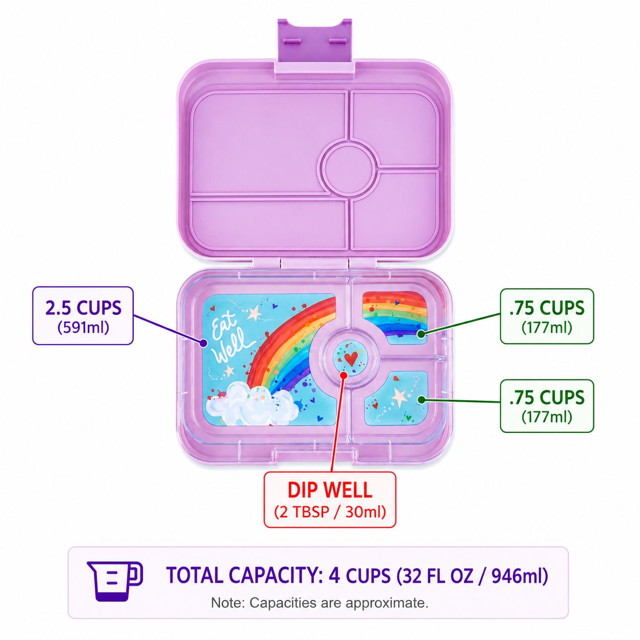 Yumbox Tapas Large svačinobox 4 přihrádky Seville Purple nepropustný