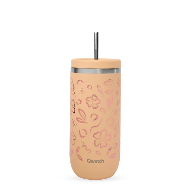 Qwetch Moani Pastel Abricot cold cup 600 ml s brčkem