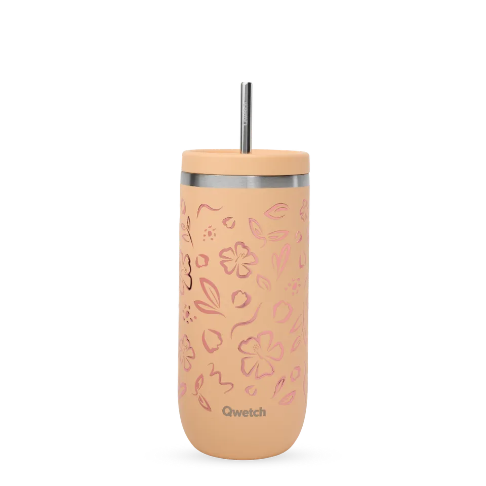 Qwetch Moani Pastel Abricot cold cup 600 ml s brčkem
