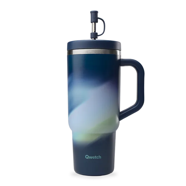 Qwetch Travel Cup Aura Bleu Nuit termohrnek 900 ml s brčkem