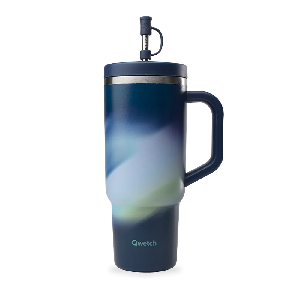 Qwetch Travel Cup Aura Bleu Nuit termohrnek 900 ml s brčkem