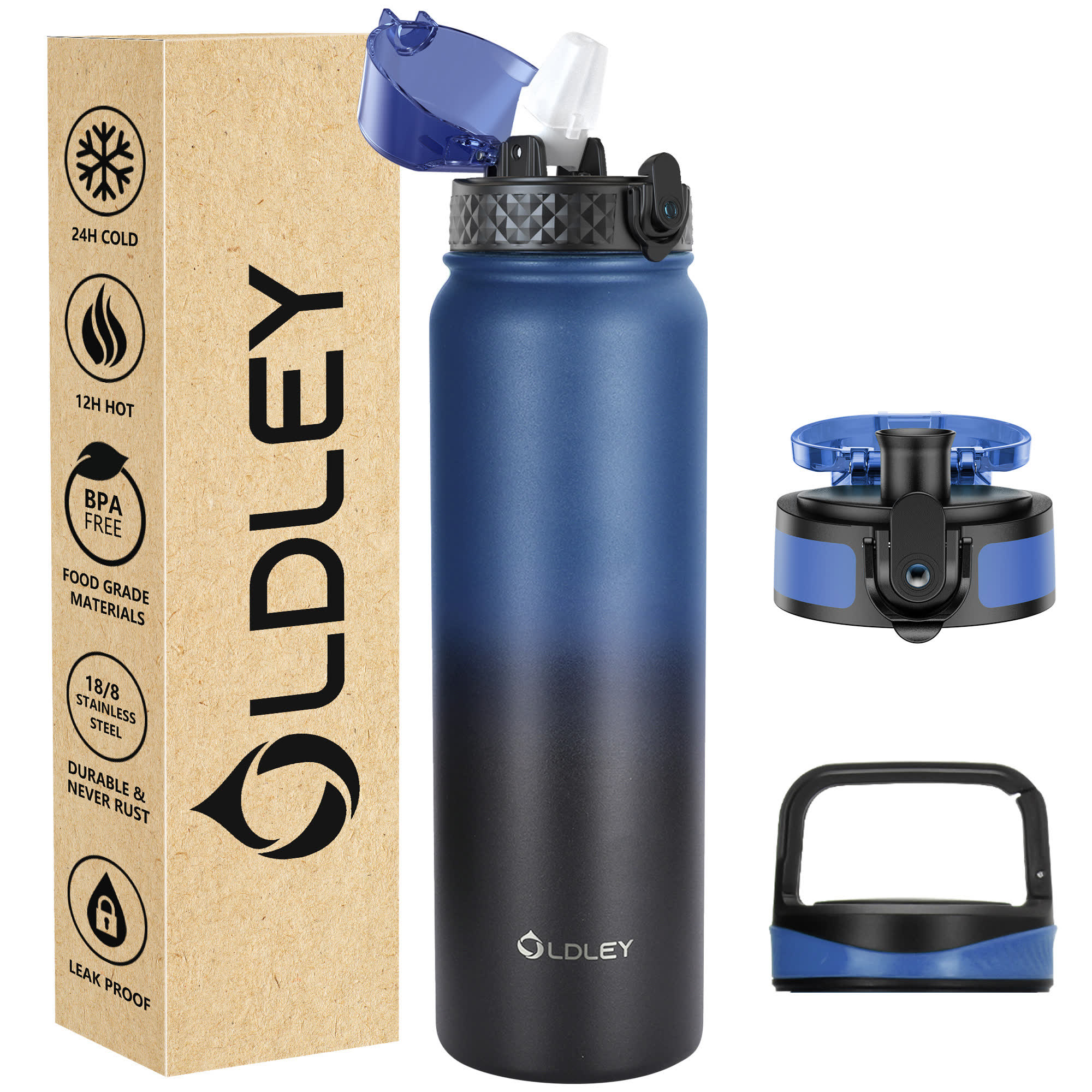 Oldley 32oz termoláhev 1000 ml modro-černá nerez