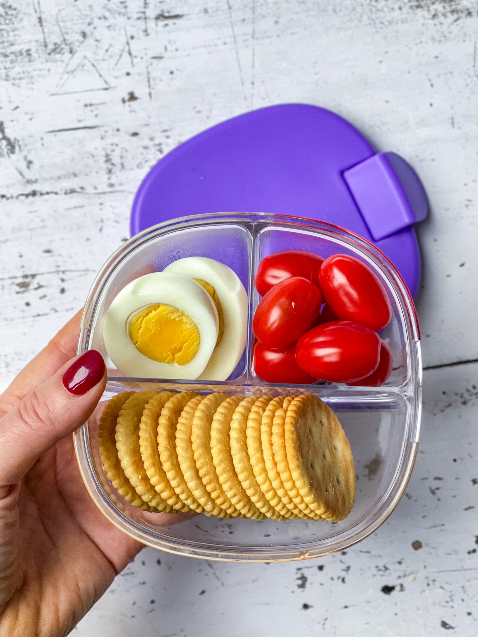 Yumbox Snack miska 3 přihrádky fialová s víčkem