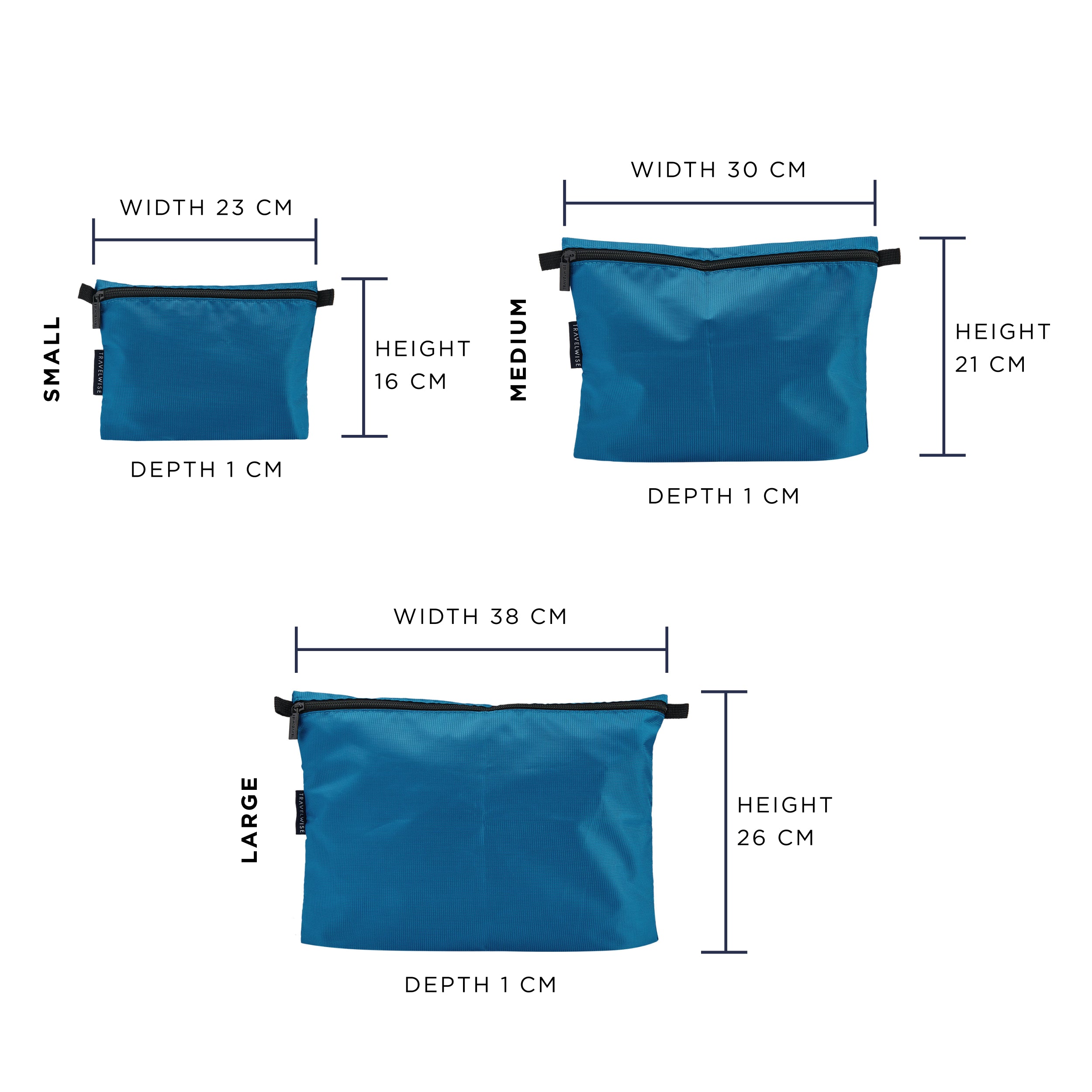 BUILT New York TravelWise sada 3 pouzder Blue polyester