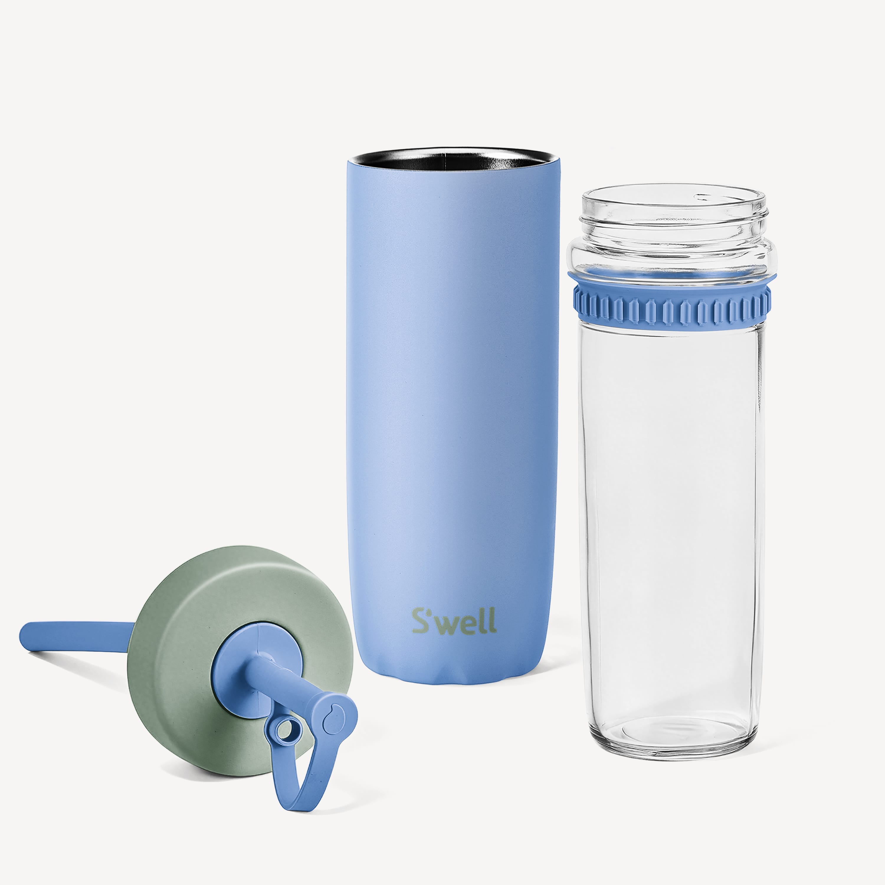 S'well Glass+ cestovní termohrnek Chambray 540 ml sklo