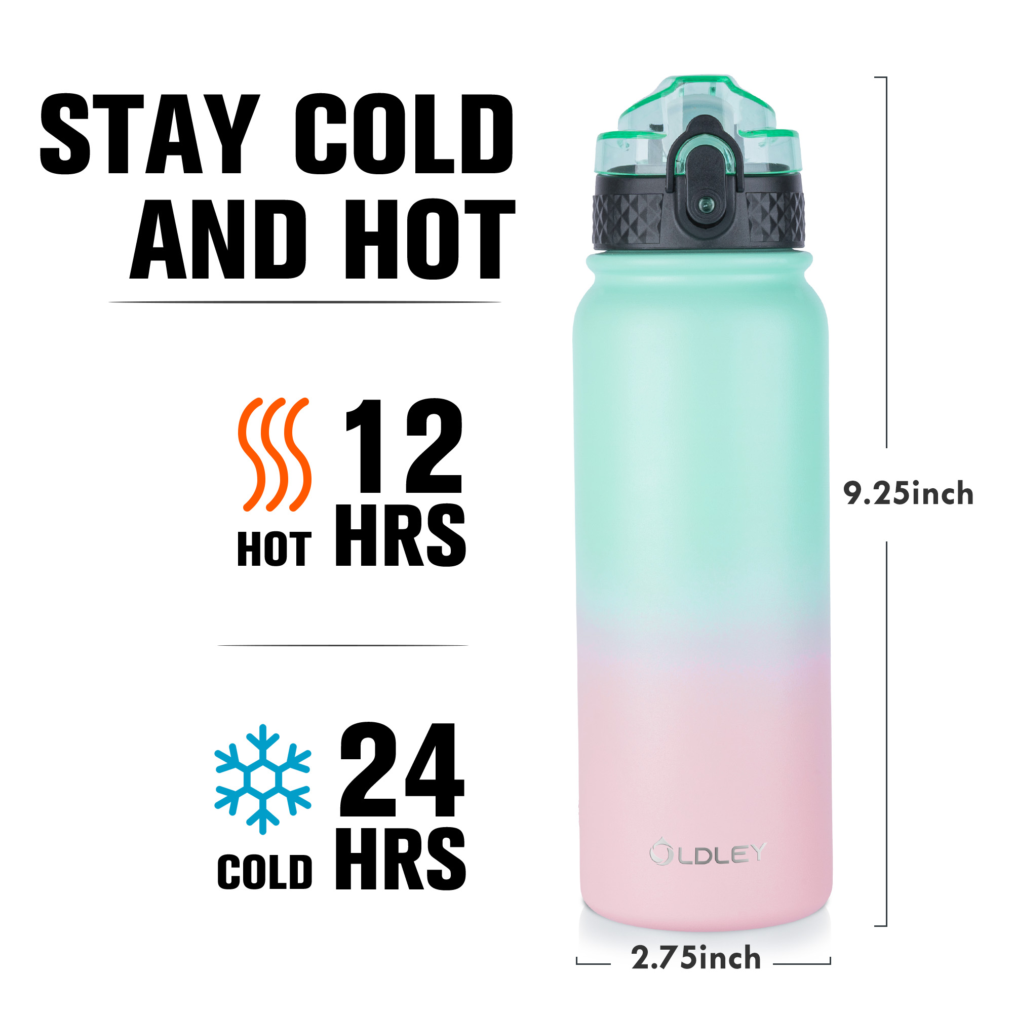 OLDLEY 20oz termoláhev Green Pink 600ml nerez
