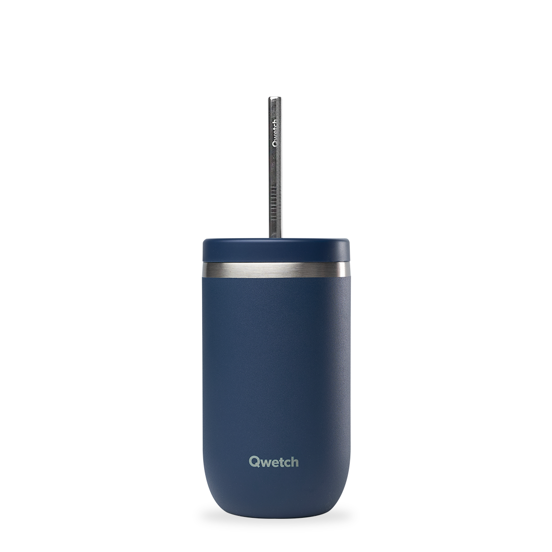 Qwetch Cold Cup termohrnek 470 ml matt bleu nuit s brčkem