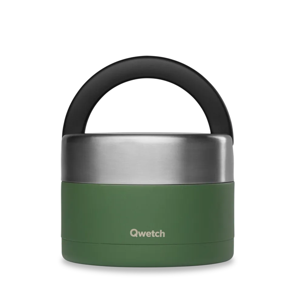 Qwetch Granite termo box na jídlo 850 ml Kaki s rukojetí