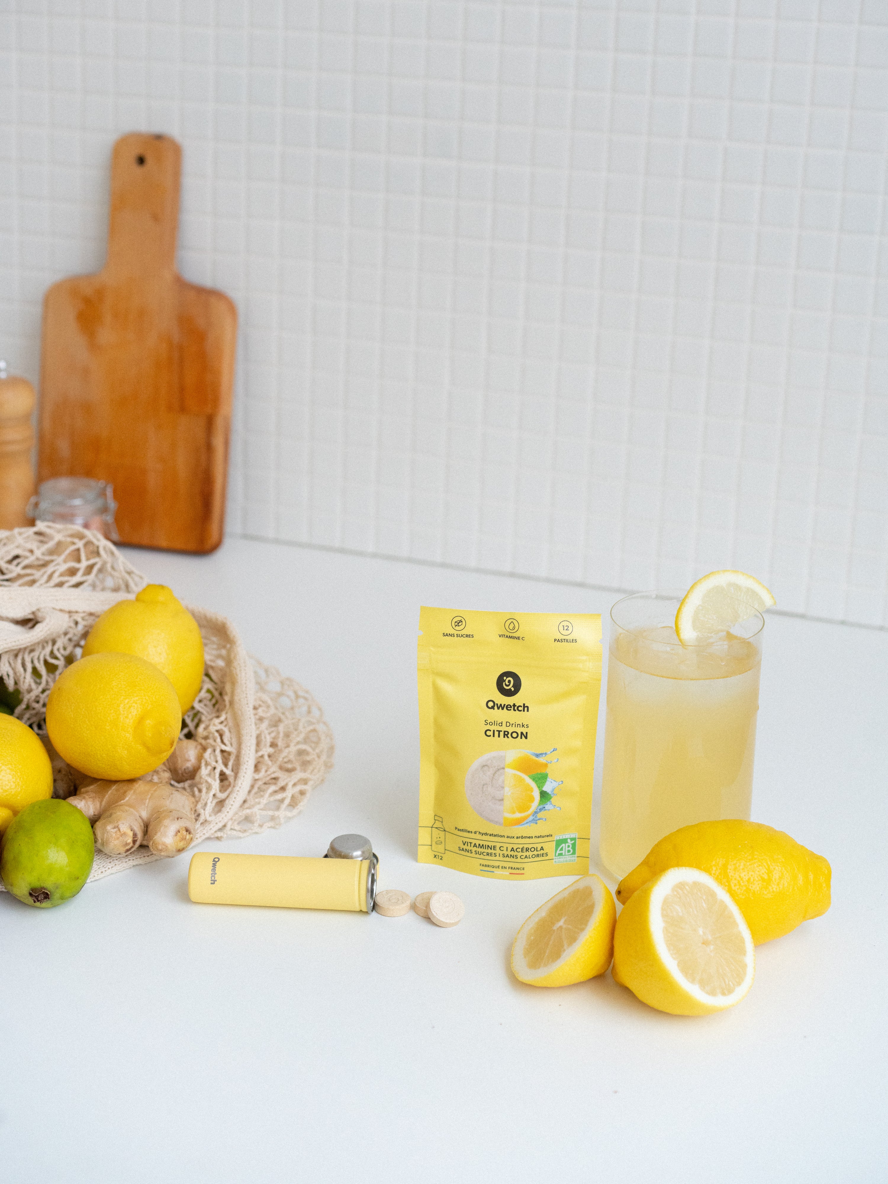 Qwetch Solid Drinks Bio Citron pastilky do vody 12 ks bez cukru