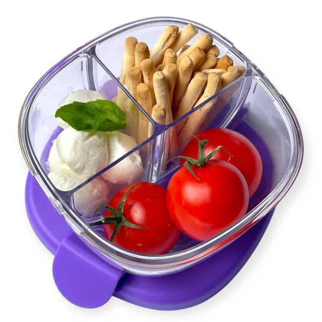 Yumbox Snack miska 3 přihrádky fialová s víčkem