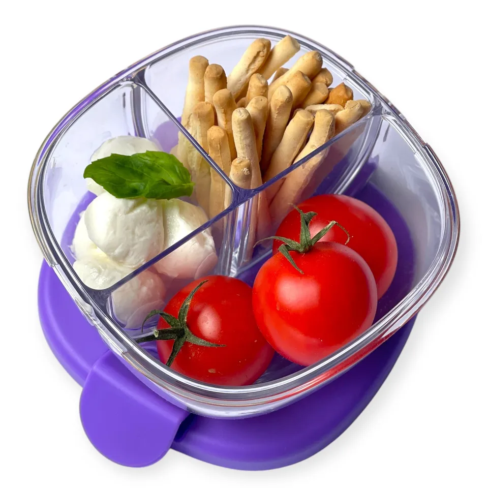 Yumbox Snack miska 3 přihrádky fialová s víčkem