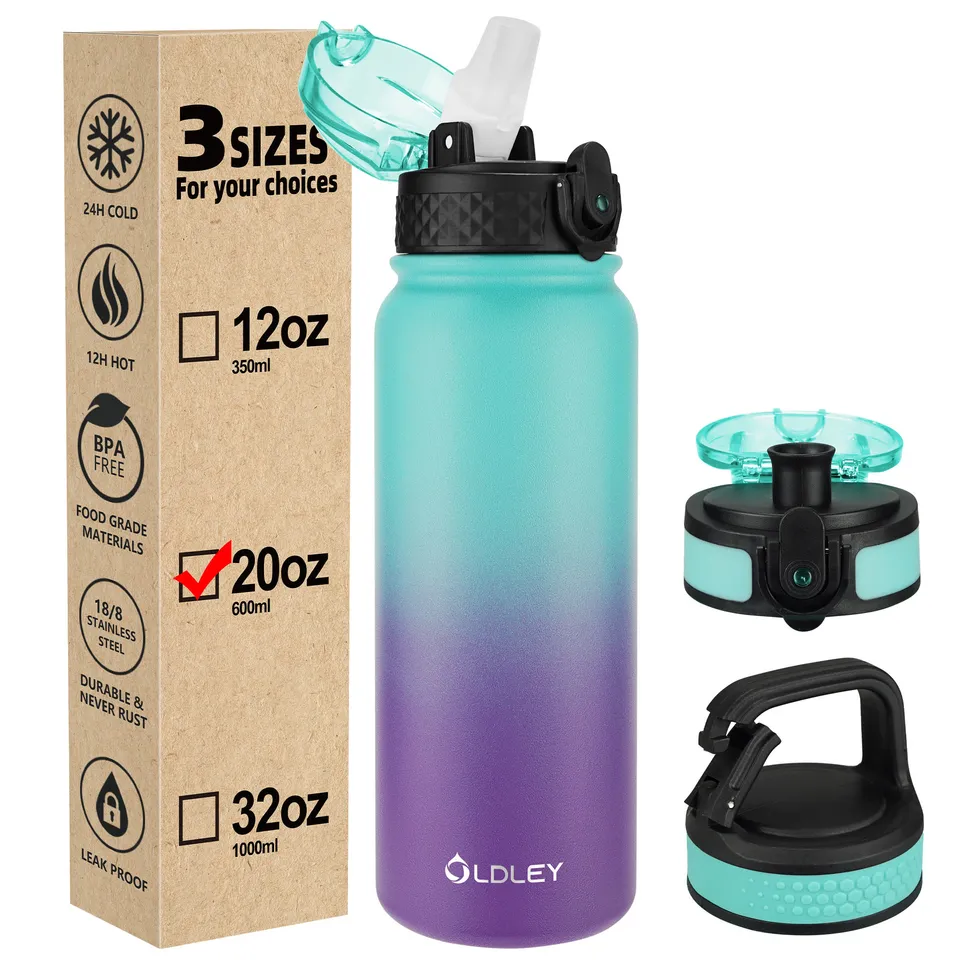 Oldley Triple Lid 20oz termoska zeleno-fialová nerez